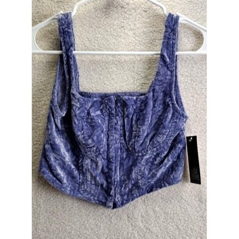 Wild Fable Target Violet Purple Crushed Velvet Corset Crop Top Bustier NWT XS